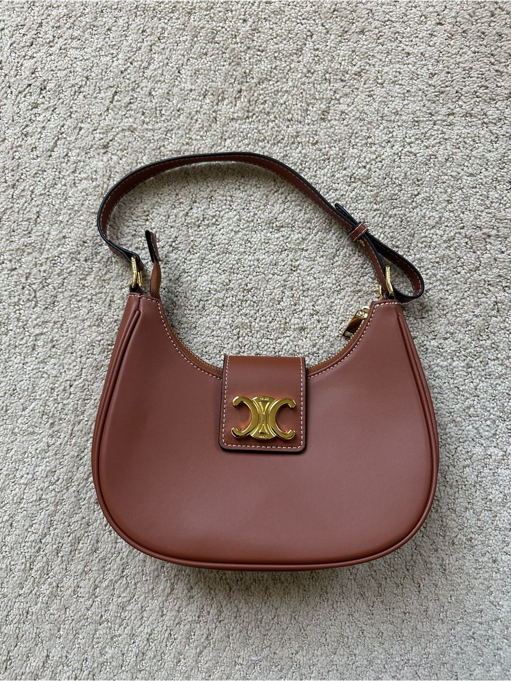 Cilene Tan Brown Shoulder Bag with Gold Logo